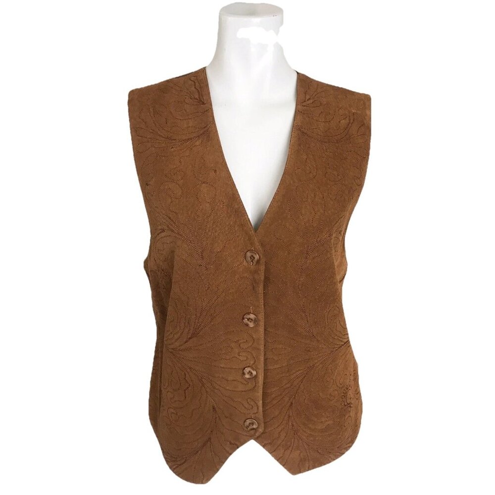 Erez Levy Ruddy Brown Embroidered Vest Top Size Medium